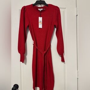 NWT Calvin Klein Red Knit Sweater Dress